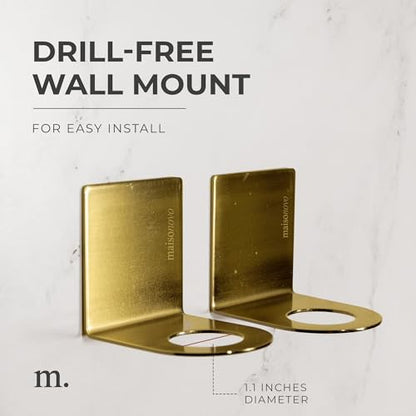 MAISONOVO Adhesive Soap Holder | Shampoo Bottle Holder Set of 2 - Gold | Soap Bottle Holder | Wall Mounted Soap Holder | Soap Dispenser Holder - color: Gold
