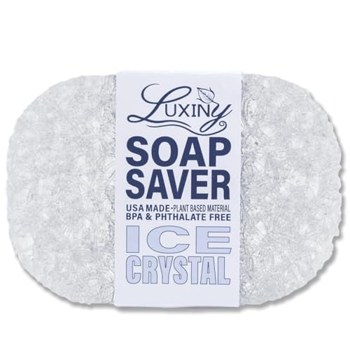 Soap Savers for Bar Soap & Shampoo Bar Holder, American Made by Luxiny, Lifts Soap in Soap Dishes & Shower Soap Holders – Bars & Soap Lasts Longer - Made from Plant Based Material (Ice Crystal) - color: Ice Crystal