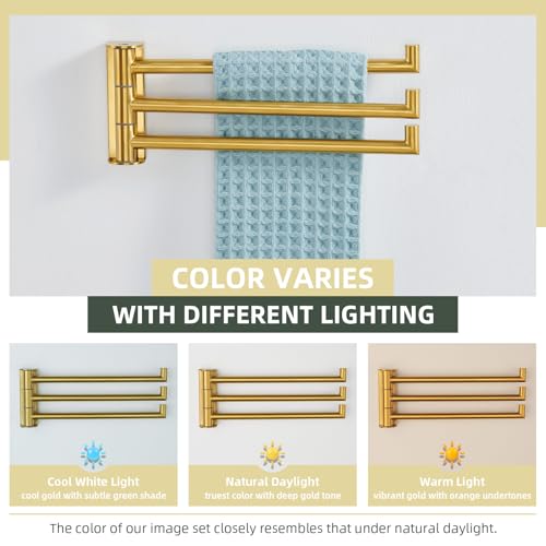 Angle Simple Hand Towel Holder for Bathroom, Swivel Bars, Brushed Dark Gold | Kitchen Towel Rack 9.84", SUS304 Stainless Steel, Foldable 3 Arms Hanger Space Saving - color: Brushed Dark Gold