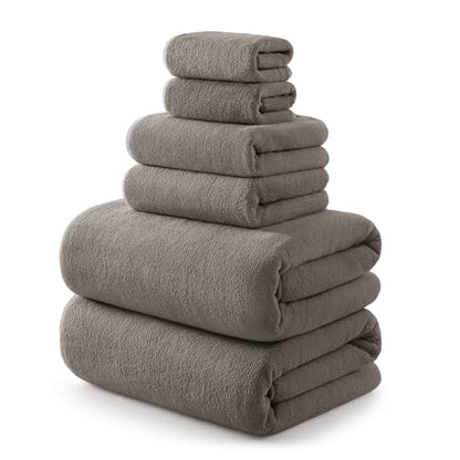 REDKISS Pack of 6 Towel Set - 2 Extra Large Bath, 2 Hand, 2 Washcloths, Ultra Soft & Highly Absorbent, Quicker to Dry, Brown Towels for Bathroom, Spa, Hotel, Gym - color: Brown