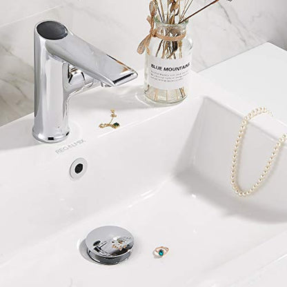 Vessel Sink Drain,Bathroom Pop-up Drain with Detachable Basket Stopper, Anti-Explosion and Anti-Clogging Drain Strainer, Sink Drain Assembly with Overflow Polished Chrome, REGALMIX RWF083H - color: Chrome, size: With Overflow