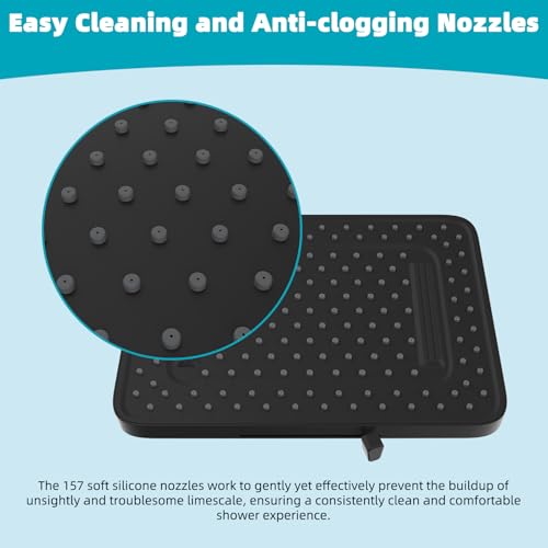 Hibbent cUPC Certified 5 Spray Modes Shower Head, 13'' High Pressure Large Rainfall Shower Head, High Flow Waterfall Bathroom Fixed Showerheads, Adjustable Swivel Ball Joint, Matte Black - color: Matte Black, style: Square 13''
