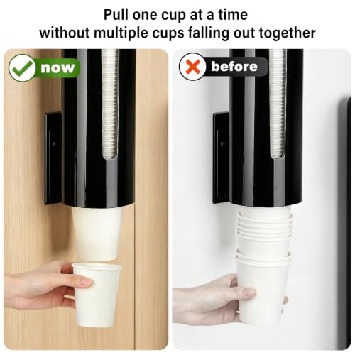 Cup Dispenser for 4oz–7oz Water Cooler & Mouthwash Cups | Bathroom Cup Dispenser,Wall Cup Holders for Most Occasions,Paste or Screw Install - color: black