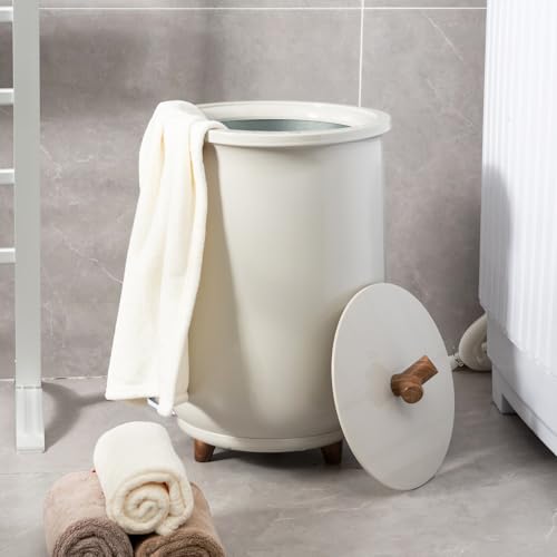 ERGOMASTER Towel Warmer Bucket, Heated Towel Warmer, Electric Towel Heater with Temperature Control and Timer, 23L Large Capacity Freestanding Hot Towel Warmer for Bathroom Spa Salon Hotel (Gray) - color: Gray