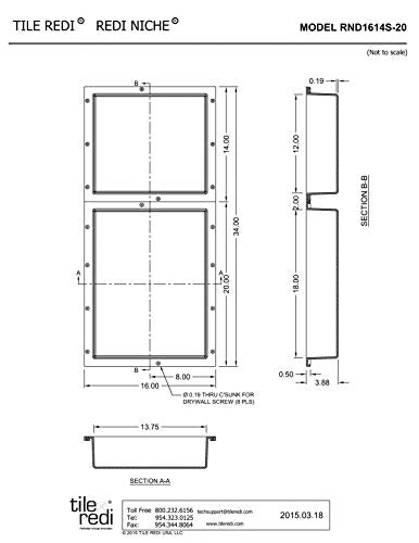 Tile Redi USA RND1614S-20 Niche Double Recessed Shower Shelf, Two Shelves, 34" H X 16" W, Black - size: 34" H X 16" W, style: 2 Shelves
