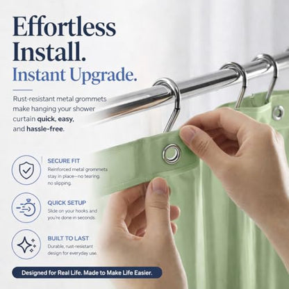 EHZNZIE Sage Shower Curtain Liner 72x72, PEVA Waterproof Bath Curtain, No Chemical Smell, 3 Weighted Magnets, Durable with Rustproof Metal Grommets - color: Sage, size: 72"W x 72"L (Pack of 1)