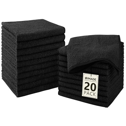 Washcloths 20 Pack Face Towels (12" x 12"), Highly Soft Wash Cloths | Hand Towels, Fast Drying Multi-Purpose Microfiber Cleansing Cloths for Bathroom, Hotel, Spa, and Salon Black - color: Black, size: 20Pack