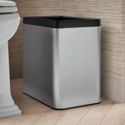 Kohler K-31314-ST 25-Liter Open-Top Trash Can, Stainless Steel - color: Stainless Steel, size: 6.6 Gallon - Open Top