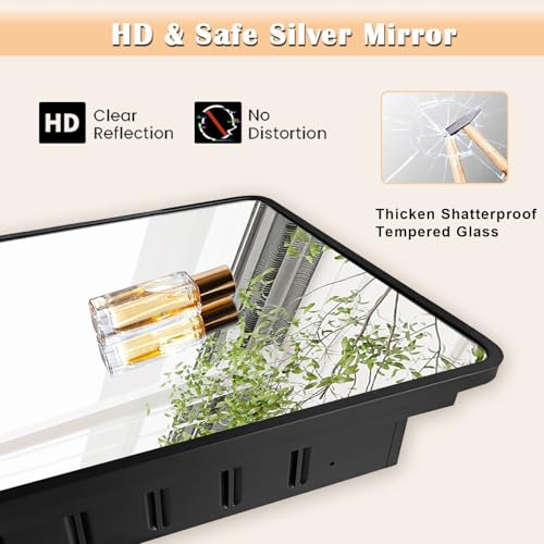 20x26 Medicine Cabinet with Mirror, Bathroom Storage Cabinet Mirror | Wall-Mounted or Recessed, Black Metal Frame, Adjustable Glass Shelves, Bathroom Vanity Mirror with Storage - size: 20"W x 26"H