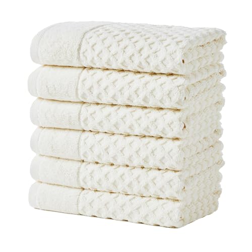 Great Bay Home Hand Towels - 100% Cotton 6 Pack 26x16 Hand Towel Set - Absorbent, Durable, Quick-Dry Towels for Bathroom (Ivory) - color: 06 Ivory, size: Hand Towel (Pack of 6)