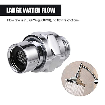 Shower Head Connector,Brass Ball Joint Adjustable Shower Arm Extension Swivel Adapter,Large Water Flow Ball Joint Universal Showering Component Shower Connector,Accessory for Bathroom(Polished)