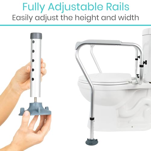 Vive Toilet Frame Rail for Elderly & Disabled - Adjustable Grab Bar Rail | With Arms, Safety Support Handles for Seniors, Handicap Bathroom Mobility Aids, Sit to Stand Assist to Help Adults Get Up