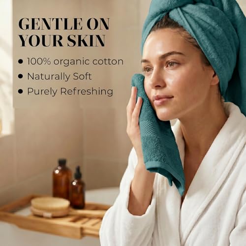 12 Pack Organic Cotton Washcloths, 700 GSM, 13x13in – Slate Gray | Plush face towels set, soft, absorbent, quick-drying wash cloths for showering, GOTS & Oeko-TEX, baby face cloths, 13x13 in - color: Slate Gray