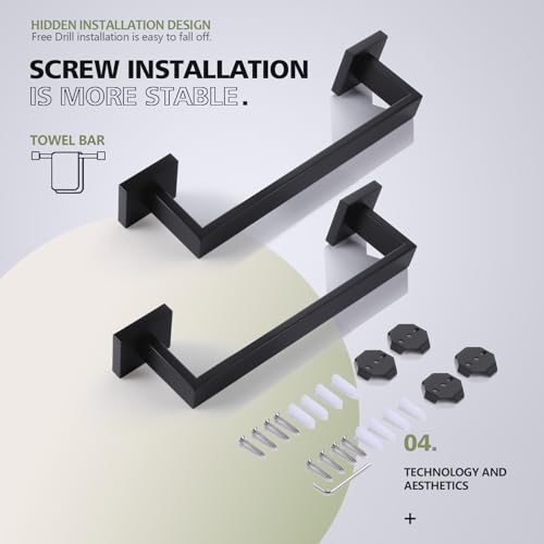 KOKOSIRI 12-Inch Single Towel Bar, Bathroom Kitchen Towel Holder, Wall Mounted SUS304 Stainless Steel Towel Rack 2 Pack, Matte Black, B4003BK-L12-P2 - color: Matte Black, size: 12-Inch (2 Pack)