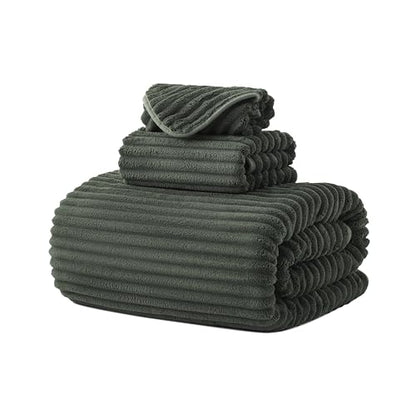 3 Pack Bath Towel Set, 40"x80" Oversized Bath Sheet, Olive Green | Ultra Soft Microfiber, Lint Free, Quick Dry, Highly Absorbent, Full Body Coverage, 1 Bath Sheet, 1 Hand Towel, 1 Washcloth - color: Olive Green, size: 3 Piece Towel Set