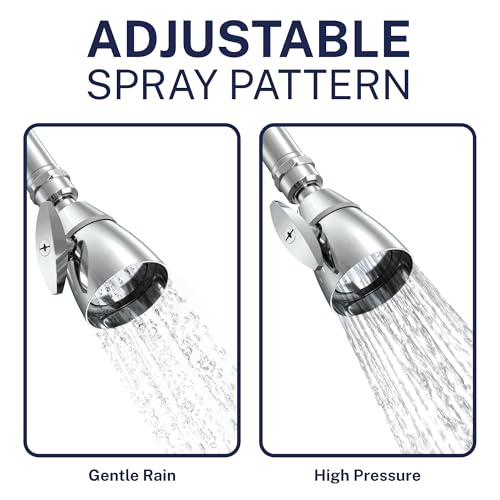 HammerHead Showers® Solid Metal 2 Inch High Pressure Shower Heads - CHROME – 2.5 GPM Shower Heads High Pressure - High Flow Shower Head with ADJUSTABLE SPRAY PATTERN - Fixed Shower Head - color: Chrome, size: 2.5 GPM Standard