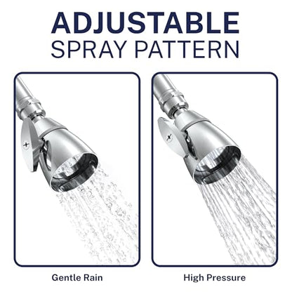 HammerHead Showers® Solid Metal 2 Inch High Pressure Shower Heads - CHROME – 2.5 GPM Shower Heads High Pressure - High Flow Shower Head with ADJUSTABLE SPRAY PATTERN - Fixed Shower Head - color: Chrome, size: 2.5 GPM Standard