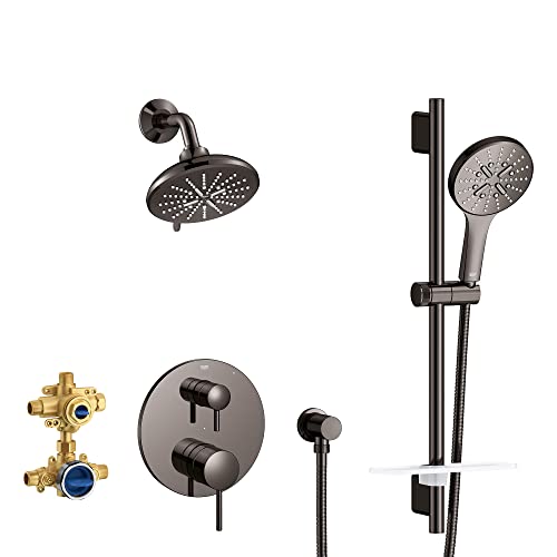GROHE 29431A00 Timeless 2-Handle Pressure Balance Shower Set, Hard Graphite - color: Hard Graphite