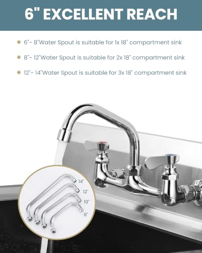 G3/4" Female Thread - 6" Commercial Faucet Swivel Spout Replacement: iVIGA Add-on Swing Nozzle - Chrome Polished - for G3/4" Male Thread Faucets Only - 1.8gpm/2.2gpm Aerator - size: 6 Inch