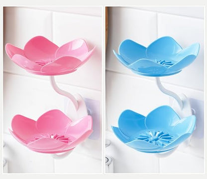 Soap Holder Shower,bar soap Holder,Adhesive Soap Dish for Bathroom Wall | Wall Mounted Self Draining,NO Drill Sponge Holder for Bathroom,Bathtub Kitchen Sink,Easy Cleaning,Keep Dry,2 tier,Pink+Blue - color: D-pink+blue.