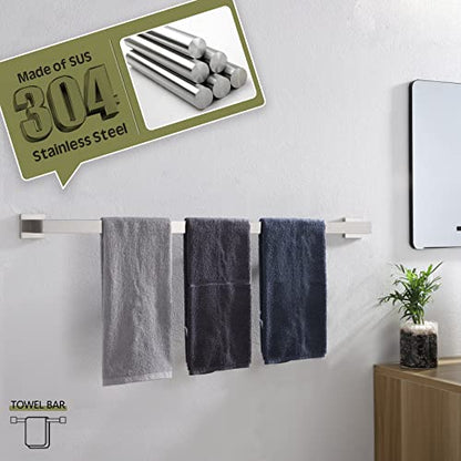 KOKOSIRI 36-Inch Single Towel Bar, Bathroom Kitchen Towel Holder, Wall Mounted SUS304 Stainless Steel Towel Rack, Brushed Nickel, B4003BR-L36 - color: Brushed Steel, size: 36-Inch