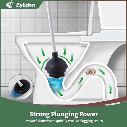 Eyliden Toilet Brush and Plunger Set, Disposable Wand Kit with 10 Refills | Pre-Soaked Concentrated Cleaner Sponge, Touch-Free, 2-in-1 Compact Holder, Powerful Suction Cup, Bathroom Cleaning System - color: White
