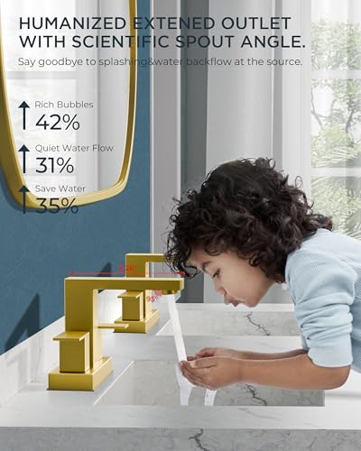 FORIOUS Gold Bathroom Faucet Centerset 4 Inch, Gold Vanity Faucet Remodel | CUPC Two Handle 4" Brushed Gold Centerset Bathroom Faucet 2 Hole with Accessories for Hospitality,Real Estate Procurement - color: Brushed Gold, style: Classic