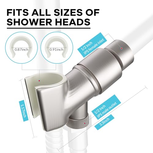 All Metal Handheld Shower Head Holder, Adjustable Shower Wand Holder with Universal Shower Arm Mount and Brass Pivot Ball, for Connecting Shower Arm and Shower Hose - color: Brass - Matte Black
