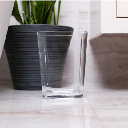 Huang Acrylic Clear Square Wastebasket Trash Can | Garbage Container Bin for Bathrooms, Kitchens, Home Offices | Shatter-Proof, Stylish, Durable and Compact Design - size: Square