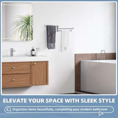 Aomasi Swivel Towel Rack with 3 Rotating Arm, Polished Chrome, Wall Mounted | 304 Stainless Steel, Rustproof Folding Towel Bar for Bathroom Kitchen RV, 180° Rotate Independently, Space-saving Design - color: Polished Chrome
