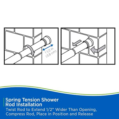Kenney KN609L/52 Twist & Fit No Tools Spring Tension Standard Shower Curtain Rod with Non-Slip, Non-Scratch Ends, 42-72" Adjustable Length, Easy Install, Sage, 1" Diameter Rust Resistant Steel Tube - color: Sage