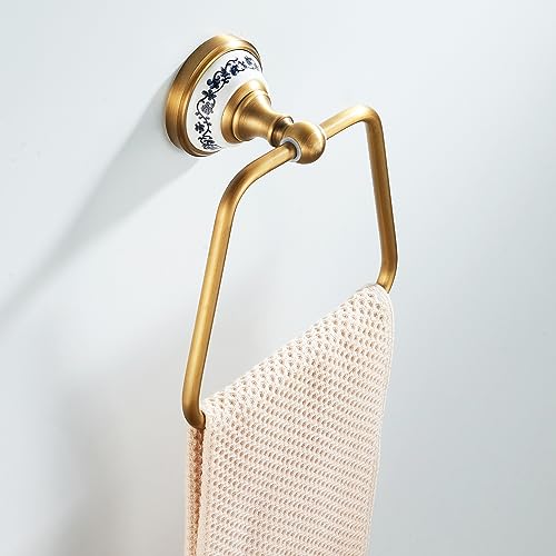 Trapezoid Antique Bronze Brass Hand Towel Holder, Bathroom Hardware Accessories,Porcelain Design - color: Trapezoid Towel Holder