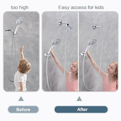BRIGHT SHOWERS Shower Head Holder Wall Mount, Adjustable Handheld Shower Wand Holder with Universal Fit and Angle Adjustment, Chrome - color: Chrome, style: Screw Mount - Multi-Angle