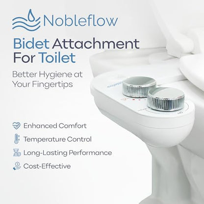 Warm Water Bidet Attachment for Toilet – Non-Electric Hot & Cold Bidet Add-On with Self-Cleaning Nozzle, Adjustable Angle, and Feminine Wash – Ultra-Slim Design