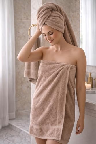 100% Egyptian Cotton Towel Set, 600 GSM, Double Twisted Yarns, Ultra Soft & Highly Absorbent Towels, Made in Egypt. (Mocha, Single Set Cotton Towels) - color: Mocha