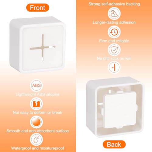 HARFINGTON 3pcs Self Adhesive Hooks Waterproof ABS Silicone Shower Robe Towel Wall Hooks Adhesive Push Dish Towel Hooks Without Drill for Bathroom Kitchen Washroom Home, White - color: White