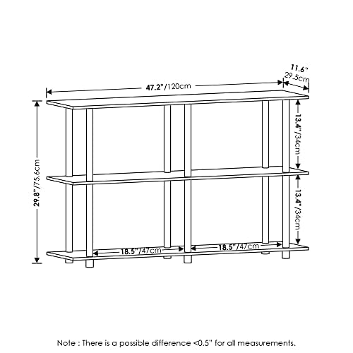 Furinno Turn-N-Tube No Tools 3-Tier Rectangle Side Display Rack, Bauhaus Oak/Beige Plastic Pole 2 x 2 - color: Bauhaus Oak/Beige, style: Plastic Pole 2 x 2