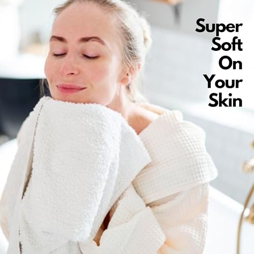 24 Pack Cotton Washcloths Set - 100% Ring Spun Cotton, Premium Quality Flannel Face Cloths, Highly Absorbent and Soft Feel Fingertip Towels (White)