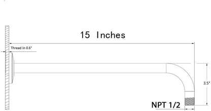 NearMoon Shower Arm, Extra Extension Arm with Flange, Stainless Steel Wall-Mounted Showerhead Extender Pipe (15 Inch, Matte Black) - color: Matte Black, style: 15 Inch