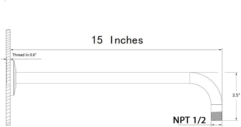 NearMoon Shower Arm, Extra Extension Arm with Flange, Stainless Steel Wall-Mounted Showerhead Extender Pipe (15 Inch, Brushed Nickel) - color: Brushed Nickel, style: 15 Inch