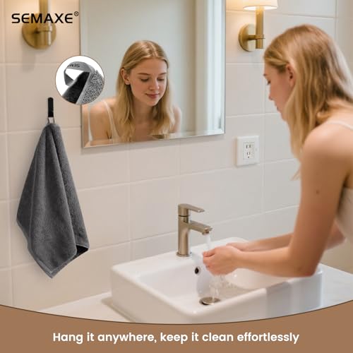 4-Pack Gray Cotton Hand Towels for Bathroom with Hanging Loops | Sink-side towels for drying hands and face, ideal for bathrooms, guest baths, powder rooms, OEKO-TEX certified, easy care - color: A02: Grey
