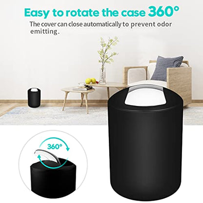 Compact 6-Piece Black Plastic Bathroom Accessories Set with Small Trash Can, Soap Dispenser, Toothbrush Holder, Cup, Soap Dish, Toilet Brush for Guest Bathroom Dorm Apartment - color: Black