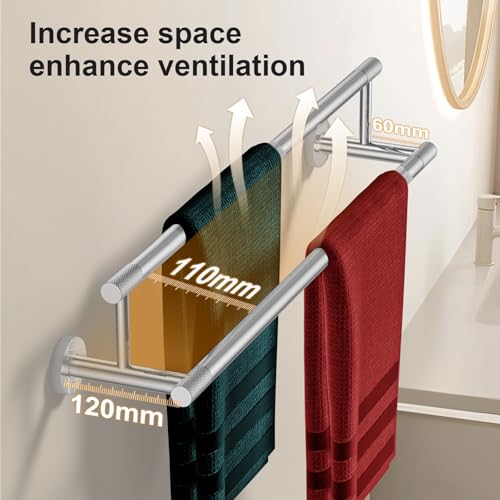 Bath Towel Holders 24 Inch, Chrome Polished SUS304 Stainless Steel Towel Racks for Bathroom - Wall Mounted Bathroom Towel Racks - color: Chrome Polished