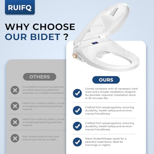 Bidet Toilet Seat Elongated, Electric Heated Seat with Instant Warm Water | Remote & Side Knob Control, Self-Clean Nozzle, Soft Close Lid, Night Light, Warm Air Dryer - color: White