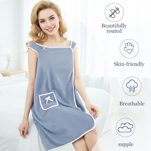Unisex Bath Towel, Wearable After Bath Towel Set, Wearable Quick Dry Shower Gym Towel(53" x 31", Light Blue) - color: Light Blue, size: S(135X80CM)