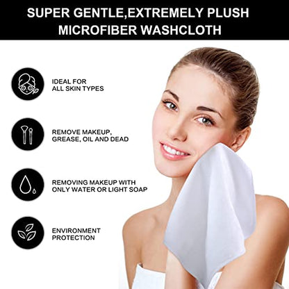 Microfiber Facial Cloths Fast Drying Washcloth 12inch x 12inch White 10 pack - color: White, size: 1 Count (Pack of 10)