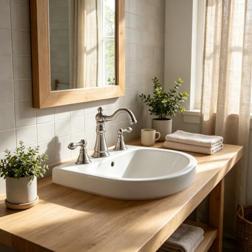 Brushed Nickel 2-Handle 8 Inch Widespread Bathroom Faucet, 3 Holes | Derengge Traditional Widespread Sink Faucet, With Pop-Up Drain 360° Swivel Stainless Steel Spout, F-8805-BN - color: Brushed Nickel