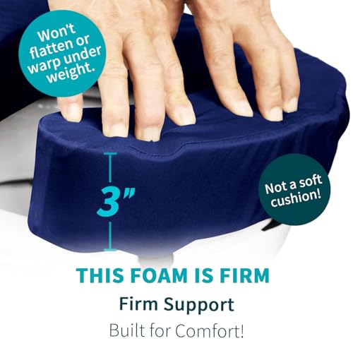 Raised Toilet Seat Cushion – High-Density Foam Booster Pad for Elderly, Seniors, Disabled – Toilet Riser for Standard & Elongated Toilets – Commode Seat Cushion Non-Slip & Easy to Clean (3 inches) - size: 3 inches