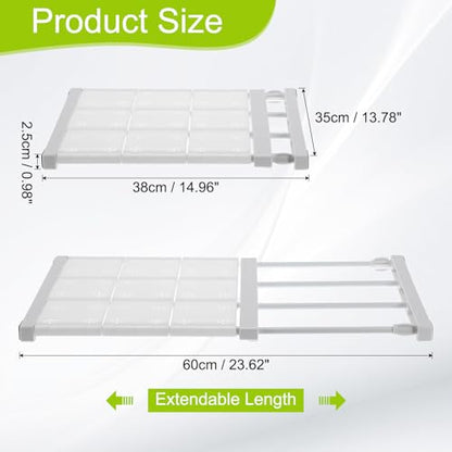 HARFINGTON Expandable Closet Tension Shelf 14.96" to 23.62" Adjustable Closet Organizer 2.5" x 13.78" Flower Pattern Storage Rack for Wardrobe Cupboard Kitchen Bedroom - size: 38cm to 60cm