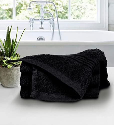 Ultra Soft Cotton Washcloths, Contains 12 Piece Face Cloths 12x12 inch, Ideal for Everyday use Face Towels, Compact & Lightweight Multi Purpose Washcloths - Black - color: Black, size: 12 Pack Washcloths